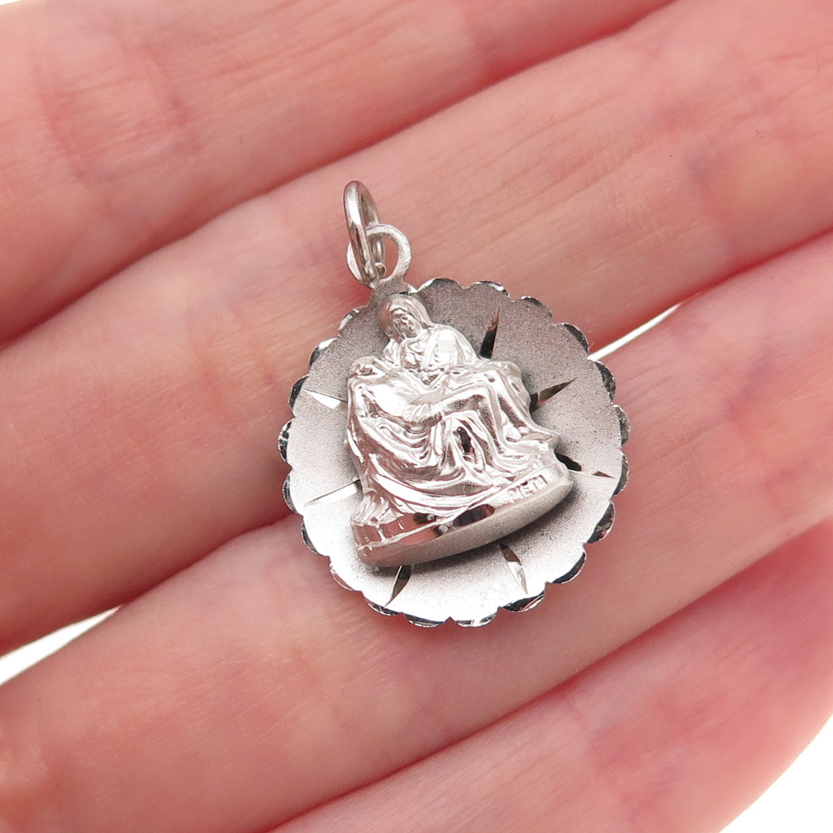 Catamore 925 Sterling Silver Vintage Pieta Medal NY World’s Fair Charm Pendant
