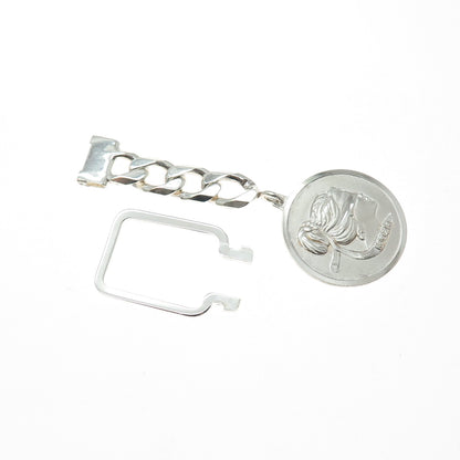 925 Sterling Silver Vintage Italy Karizia SPA Logo Key Chain Fob Ring Holder