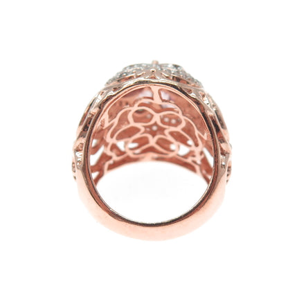 CHUCK CLEMENCY Sterling Silver Rose Gold Plated Amethyst & Topaz Ring Size 5.25