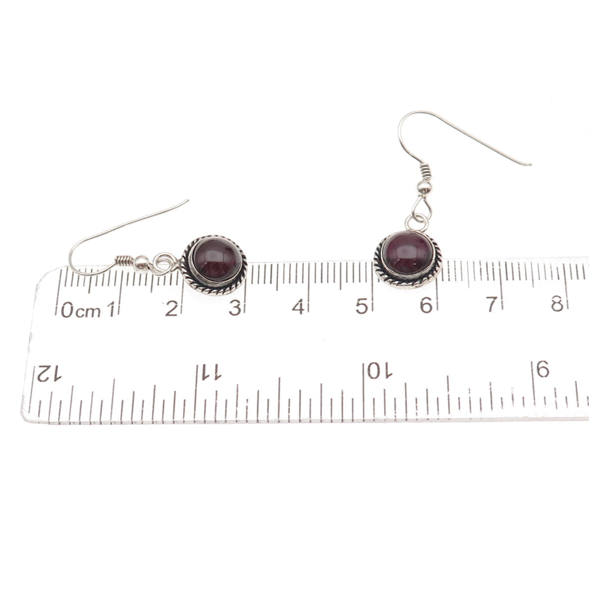 Quoc Turquoise 925 Sterling Silver Vintage Real Rhodolite Dangle Earrings