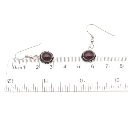 Quoc Turquoise 925 Sterling Silver Vintage Real Rhodolite Dangle Earrings