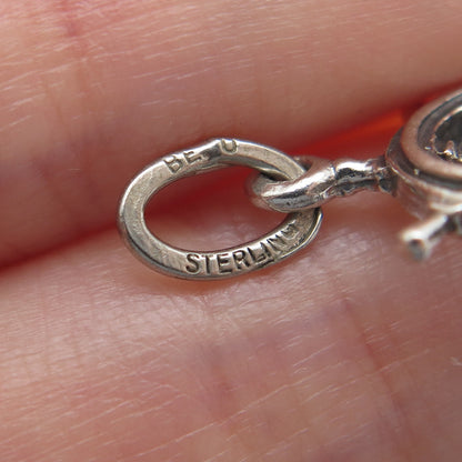 BEAU 925 Sterling Silver Vintage Ship Wheel Minimalist Charm Pendant