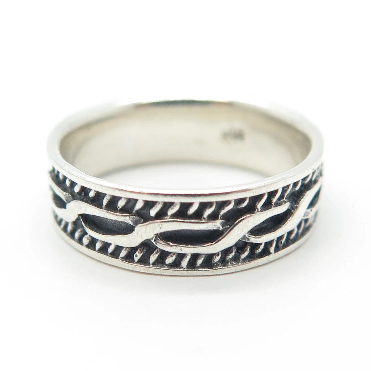 925 Sterling Silver Vintage Braided Band Ring Size 7.25
