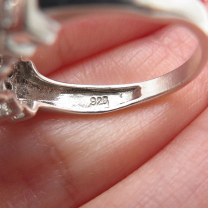 925 Sterling Silver Real Diamond Swiss Blue & White Topaz Ring Size 7