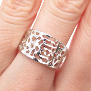 HAN 925 Sterling Silver Vintage Modernist Ring Size 7.25