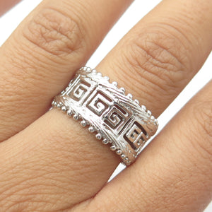 925 Sterling Silver Greek Maze Band Ring Size 9