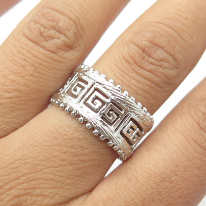 925 Sterling Silver Greek Maze Band Ring Size 9