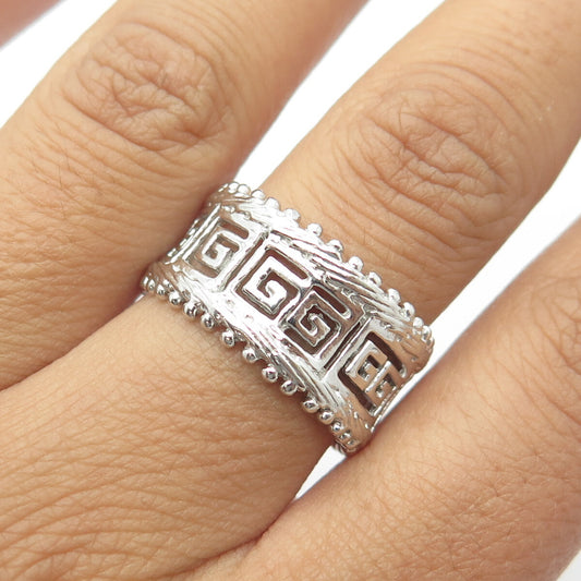 925 Sterling Silver Greek Maze Band Ring Size 9