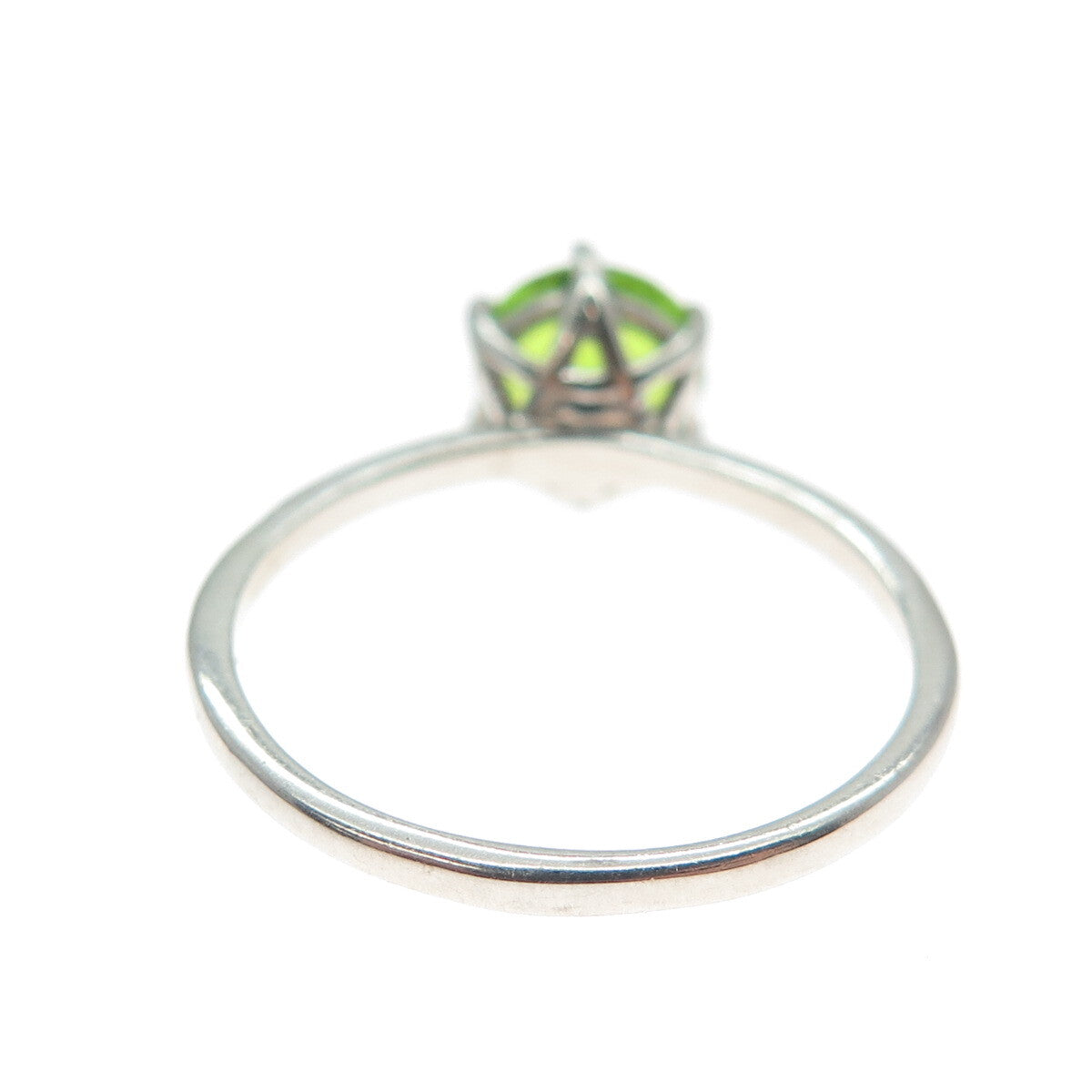 DAZZLERS 925 Sterling Silver Round-Cut Nano Peridot Ring Size 9