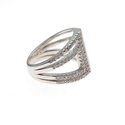 925 Sterling Silver Princess & Round-Cut Multi-Color C Z Ring Size 6.75