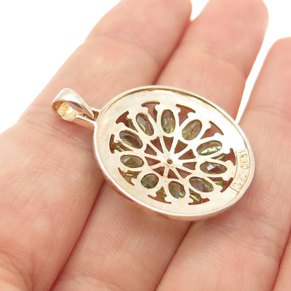 ROSS SIMONS 925 Sterling Silver Gold Plated Real Diamond Accent Peridot Pendant