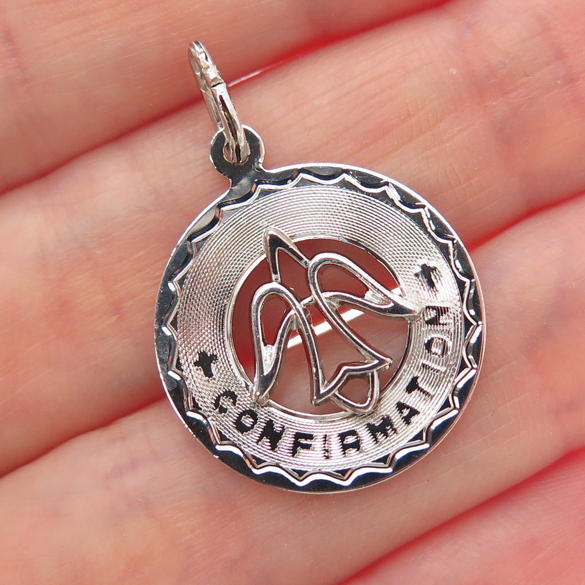 925 Sterling Silver Vintage Holy Spirit Confirmation Religious Charm Pendant