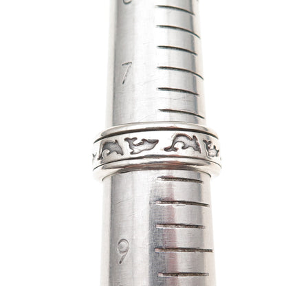 925 Sterling Silver Vintage Mexico Dolphin Rotating Oxidized Band Ring Size 8.25