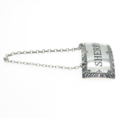 STIEFF WILLIAMSBURG 925 Sterling Silver Antique Art Deco "Sherry" Bottle Tag