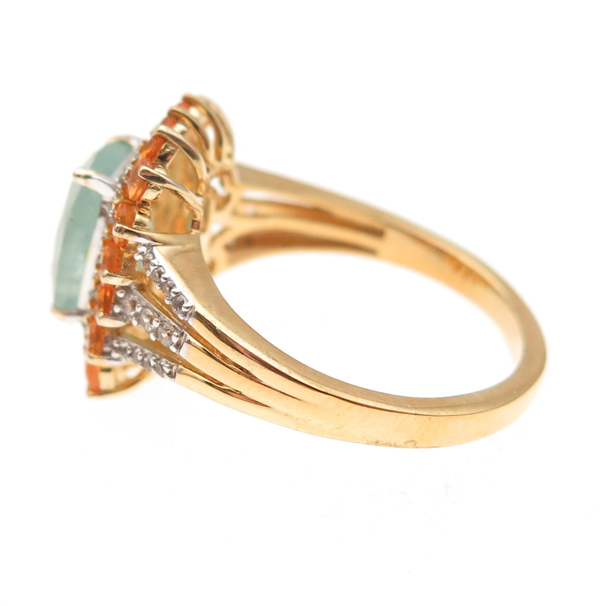 D'Joy Sterling Silver Gold Plated Real Aquamarine Citrine & Topaz Ring Size 8.25