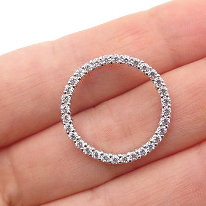 925 Sterling Silver Round-Cut C Z Circle of Life Mini Slide Charm Pendant