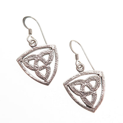 925 Sterling Silver Vintage Celtic Trinity Dangle Earrings