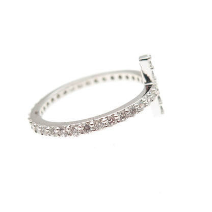925 Sterling Silver Round-Cut C Z Cross Ring Size 6.25