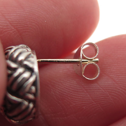 925 Sterling Silver 14K Gold Vintage Real Blue Topaz Oxidized Stud Earrings