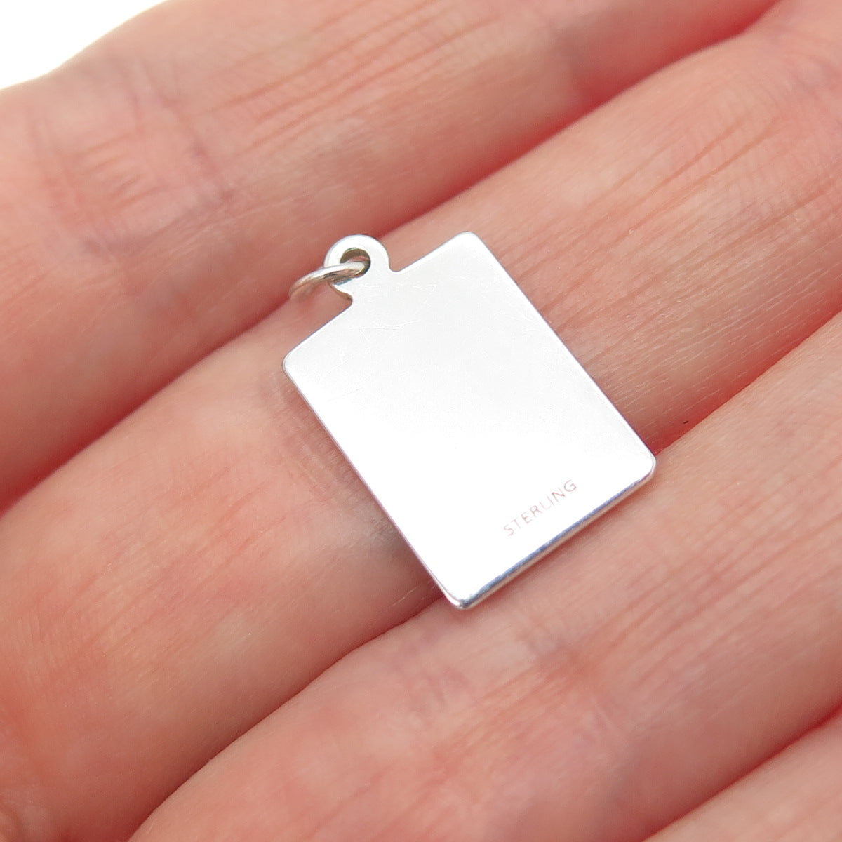 925 Sterling Silver Red Enamel Back Together Minimalist Charm Pendant