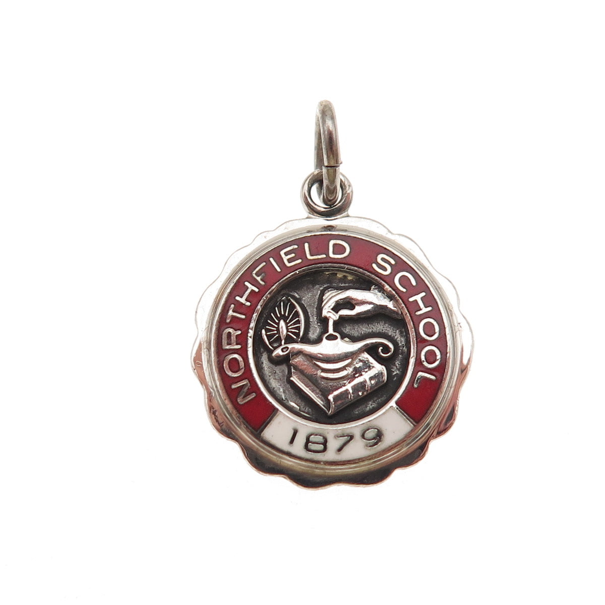 College Seal & Crest 925 Sterling Vintage Enamel Northfield School Mini Pendant