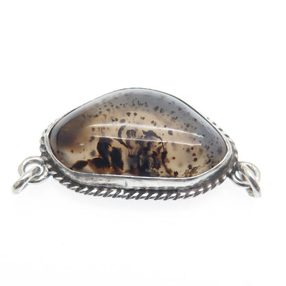 925 Sterling Silver Vintage Real Agate Centerpiece Pendant