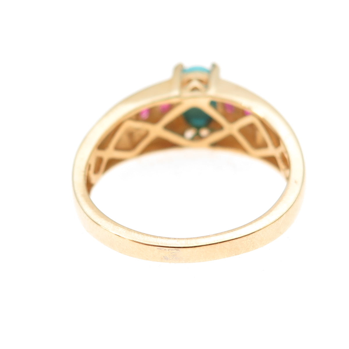 Chuck Clemency 925 Sterling Silver Gold Plated Real Turquoise & Ruby Ring Size 7