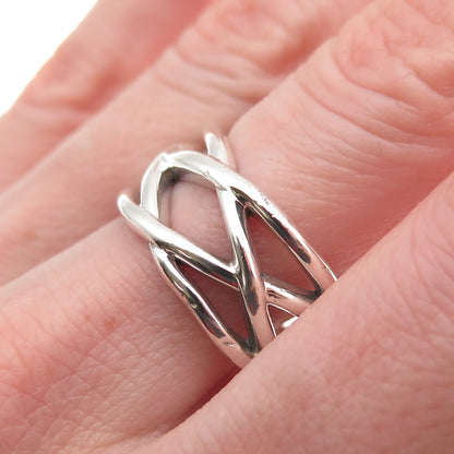 925 Sterling Silver Vintage Crisscross Ring Size 9.25