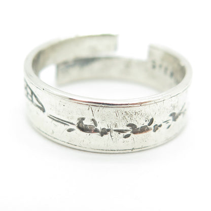 BOLECO 925 Sterling Silver Vintage Engraved Adjustable Band Ring Size 8.5