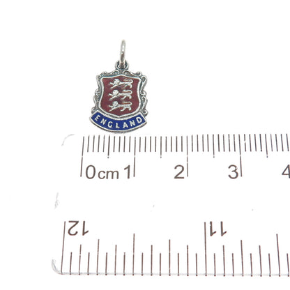 AMY SANDHEIM 925 Sterling Vintage 1961 Enamel England Coat of Arms Mini Pendant