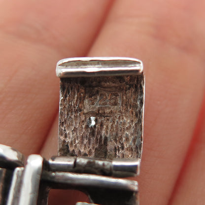 925 Sterling Silver Vintage Heavy 72.4g Motorcycle Chain Bracelet 8.75"