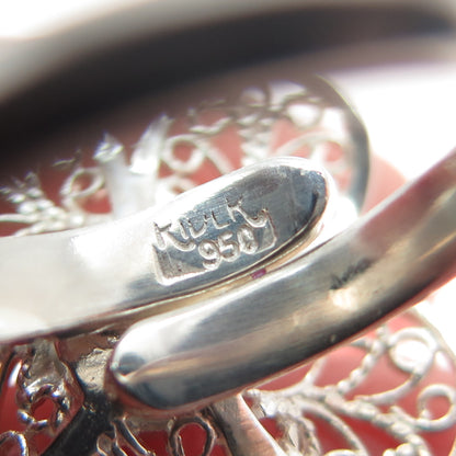 RIDER 950 Silver Vintage Flower Blossom Filigree Adjustable Ring Size 6.75