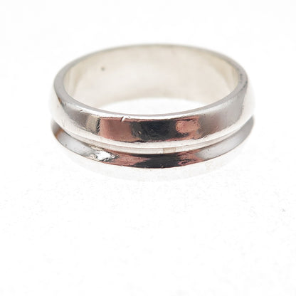 925 Sterling Silver Vintage Modernist Band Ring Size 8