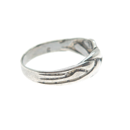 CELLINI 925 Sterling Silver Vintage Crisscross Oxidized Ring Size 6.25