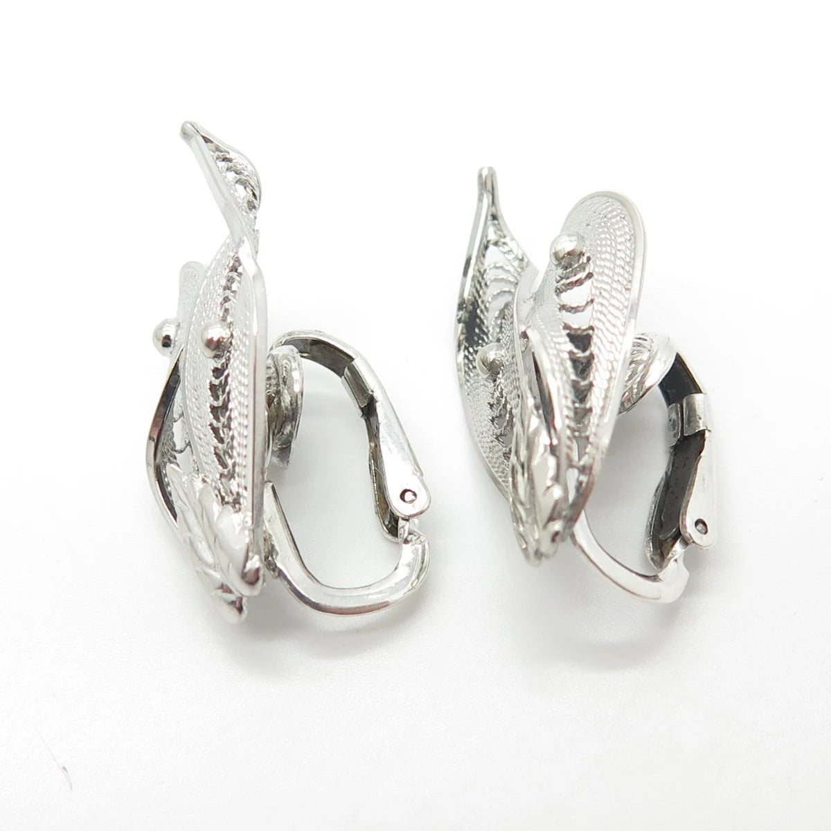 925 Sterling Silver Vintage Filigree Modernist Earrings