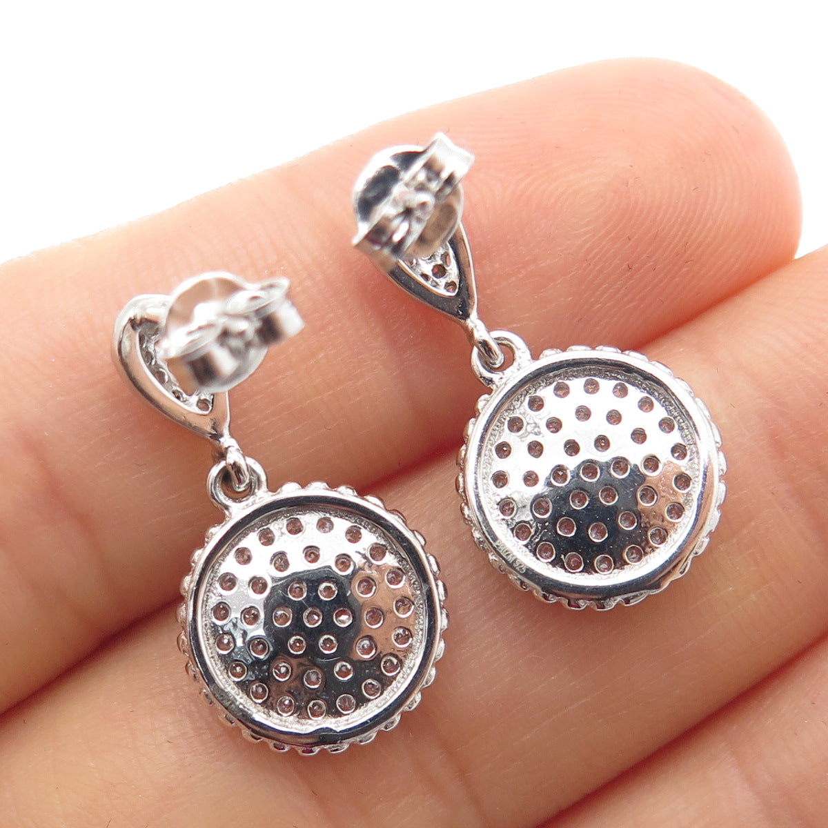PRIZM 925 Sterling Silver Round-Cut C Z Disc Drop Earrings