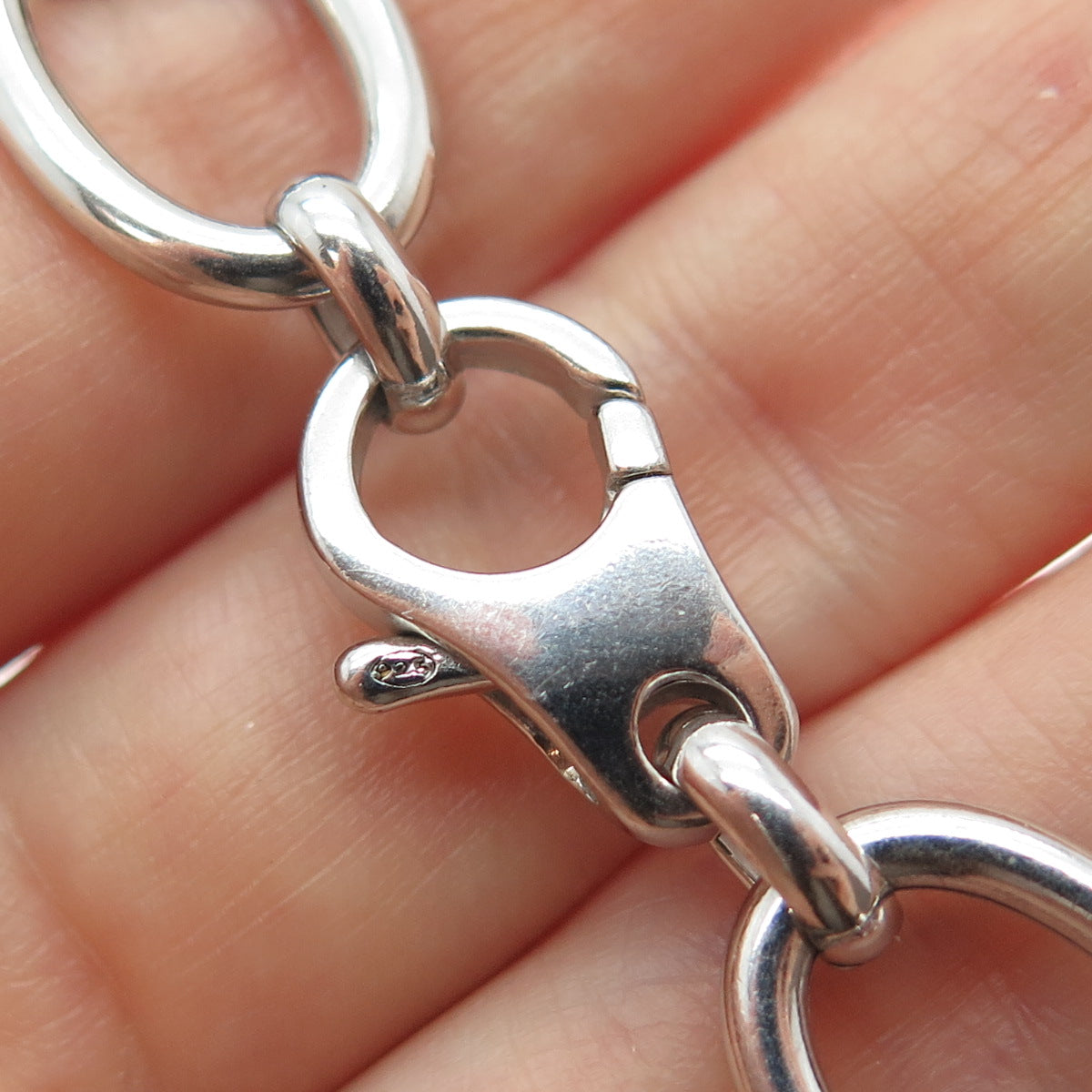 925 Sterling Silver Vintage Teardrop & Oval Link Bracelet 7.25"