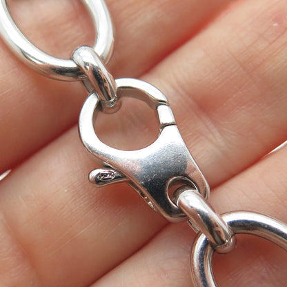 925 Sterling Silver Vintage Teardrop & Oval Link Bracelet 7.25"