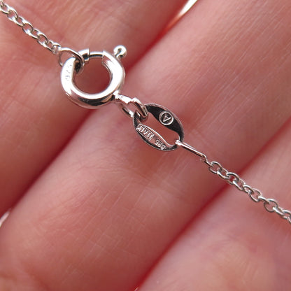925 Sterling Silver Mexico Real Diamond & Amethyst Cable Chain Necklace 18"