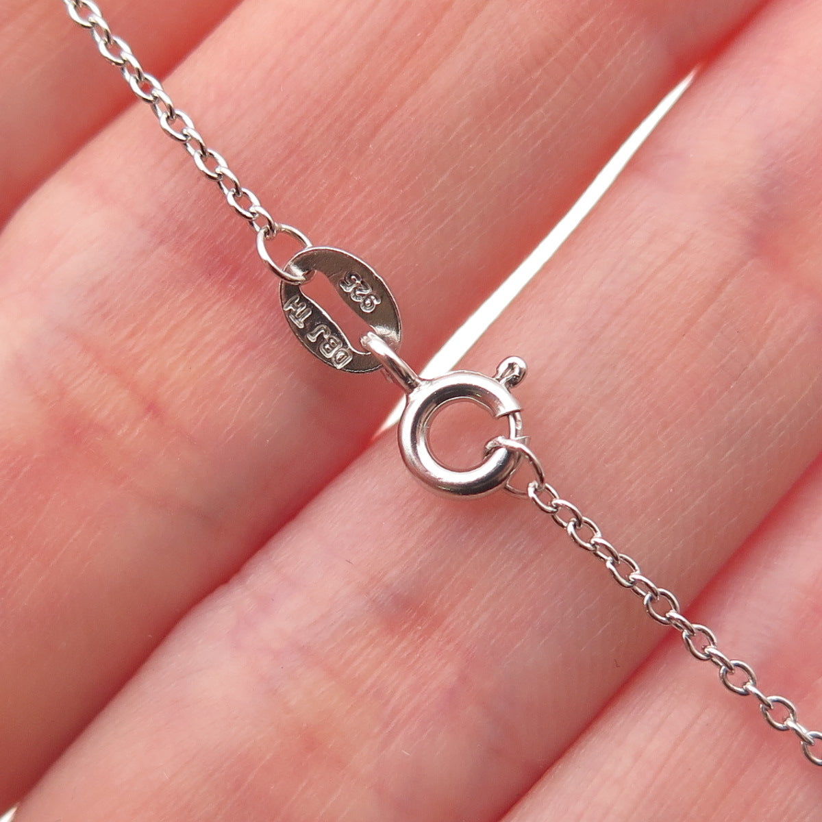 DEE BERKLE 925 Sterling Silver Princess & Round-Cut C Z Cable Chain Necklace 18"