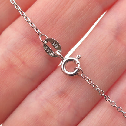 DEE BERKLE 925 Sterling Silver Princess & Round-Cut C Z Cable Chain Necklace 18"
