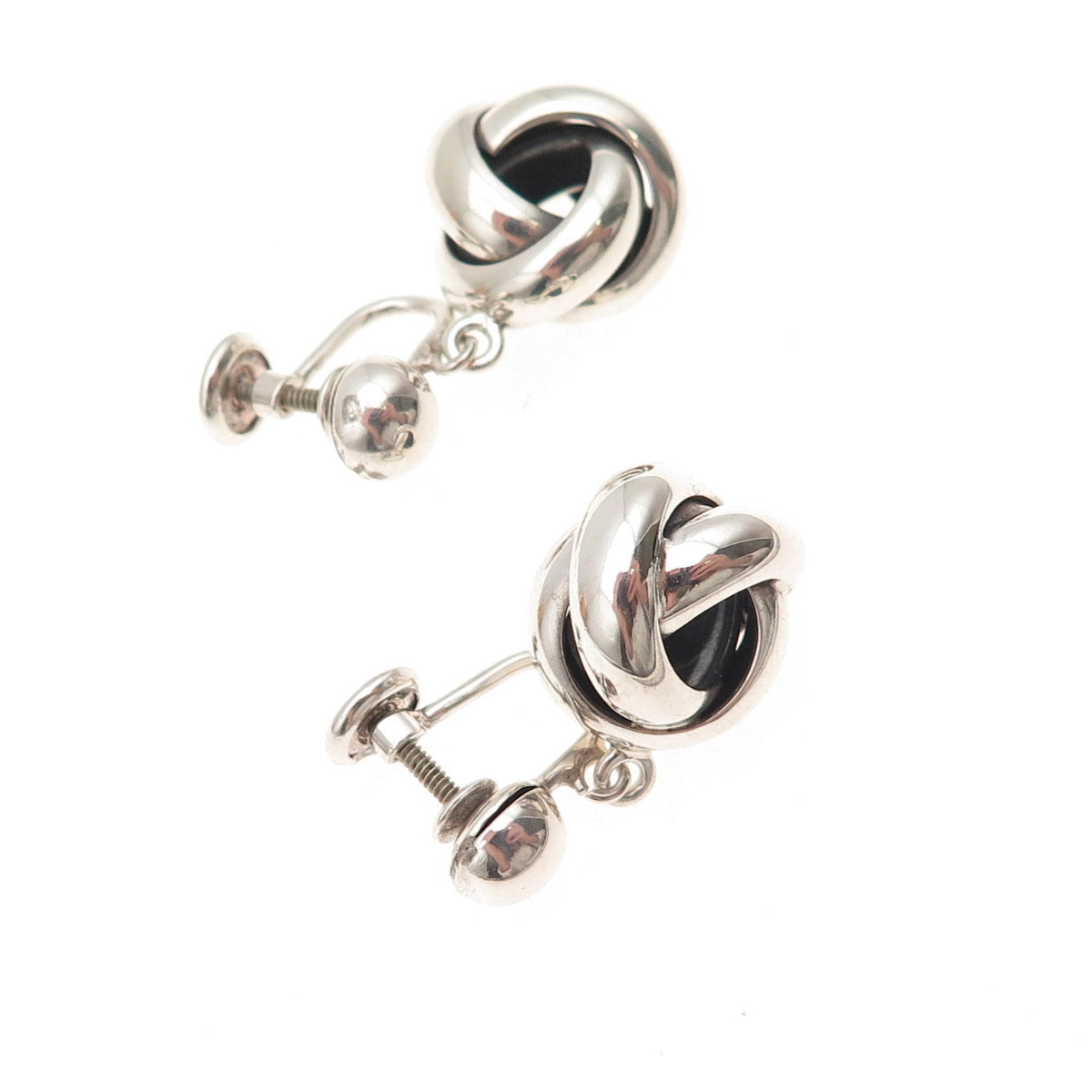 Danecraft Sterling Silver Vintage Interlocked Trinity Dangle Screw Back Earrings