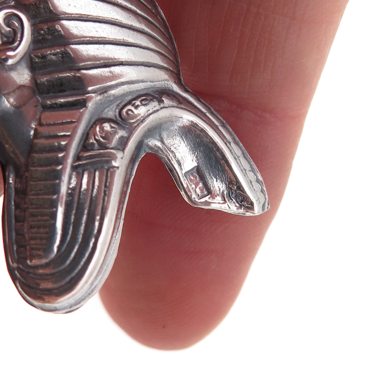 800 Silver Vintage Egyptian King Tutankhamun Oxidized Pendant