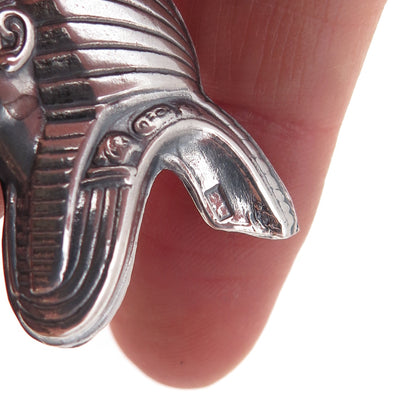 800 Silver Vintage Egyptian King Tutankhamun Oxidized Pendant