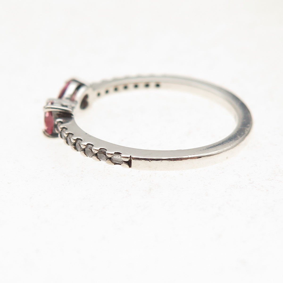 Pandora 925 Sterling Silver C Z Sparkling Pink Bow Ring Size 7.75