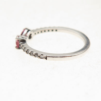 Pandora 925 Sterling Silver C Z Sparkling Pink Bow Ring Size 7.75