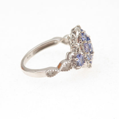 Chuck Clemency 925 Sterling Silver Real Tanzanite & White Topaz Ring Size 8