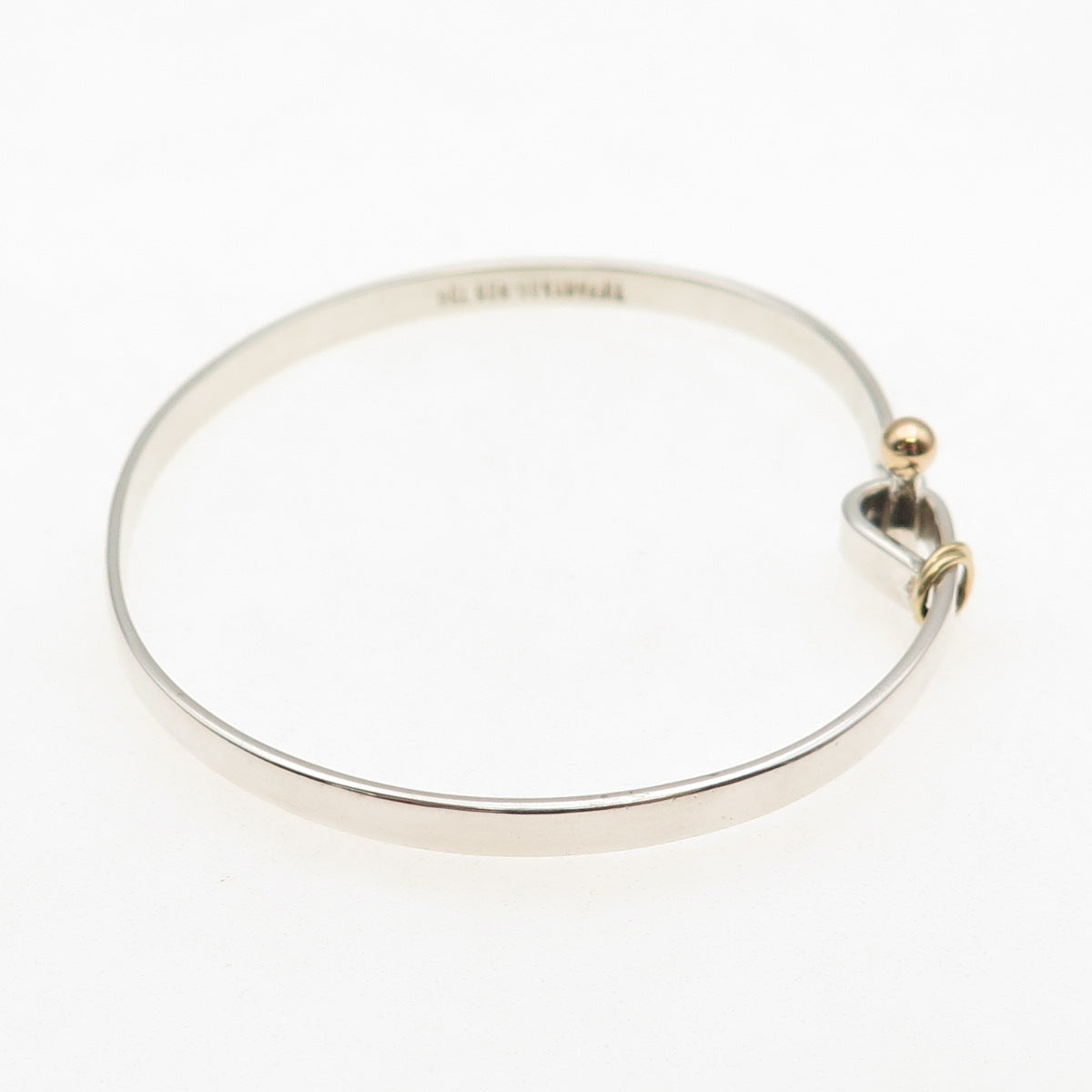 TIFFANY & CO. 925 Sterling Silver 18K Gold Vintage Hook Bangle Bracelet 6.25"