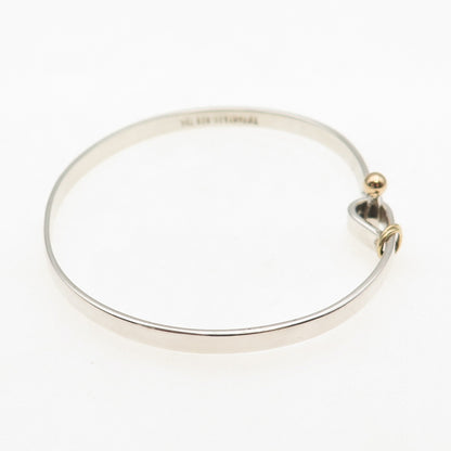 TIFFANY & CO. 925 Sterling Silver 18K Gold Vintage Hook Bangle Bracelet 6.25"