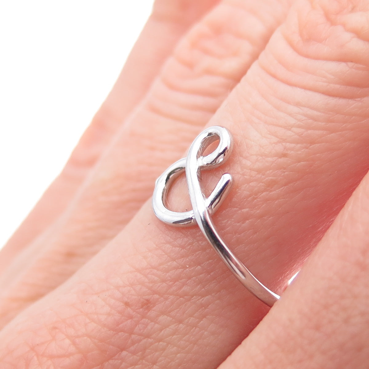 925 Sterling Silver Ampersand Symbol Ring Size 7